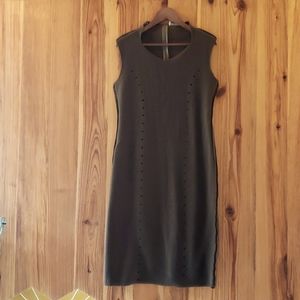 Aiska - Forest Green Sleveless Dress